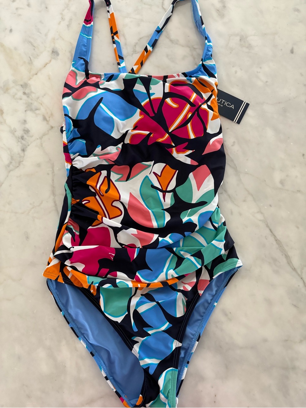NWT Nautica Women’s Multicolor Leaf-Print One-Piece Swimsuit